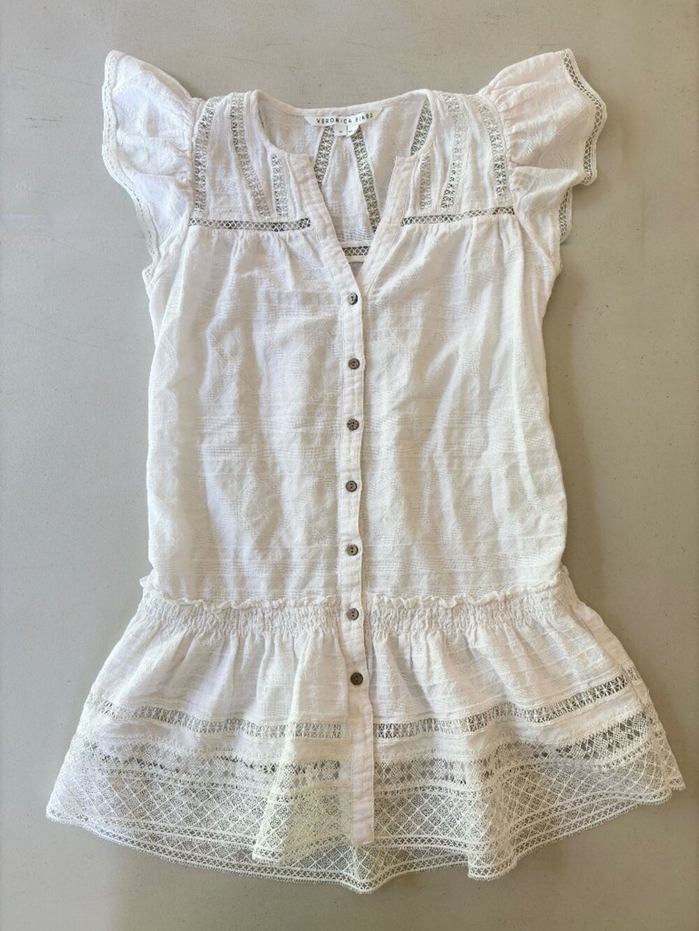 Veronica Beard Cotton Cover-Up Dress in White/Top | Size M